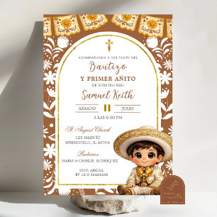 Gold and Brown Arch Cielito Lindo Baptism First Bi Invitation