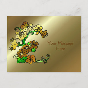 Gold and Brown Flower Design Postcard