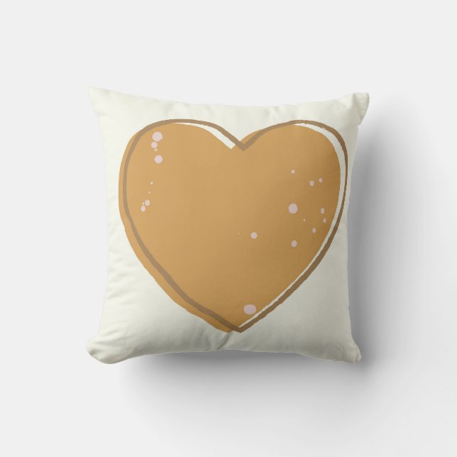 Gold and brown heart pillow for dorm room lounge (Front)