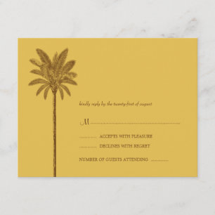 Gold and Brown Wedding RSVP Cards Beach Theme