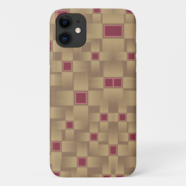 Gold and Burgundy Abstract Geometric Weave Case-Mate iPhone Case (Back)