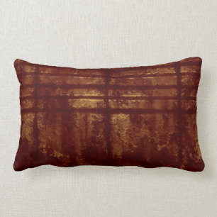 Gold and Burgundy Grungy Lines and Splashes Lumbar Pillow