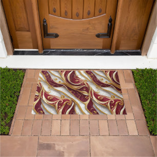 Gold and Burgundy Marble Flow Doormat