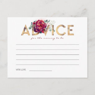 Gold and Burgundy Red Baby Shower Advice Cards
