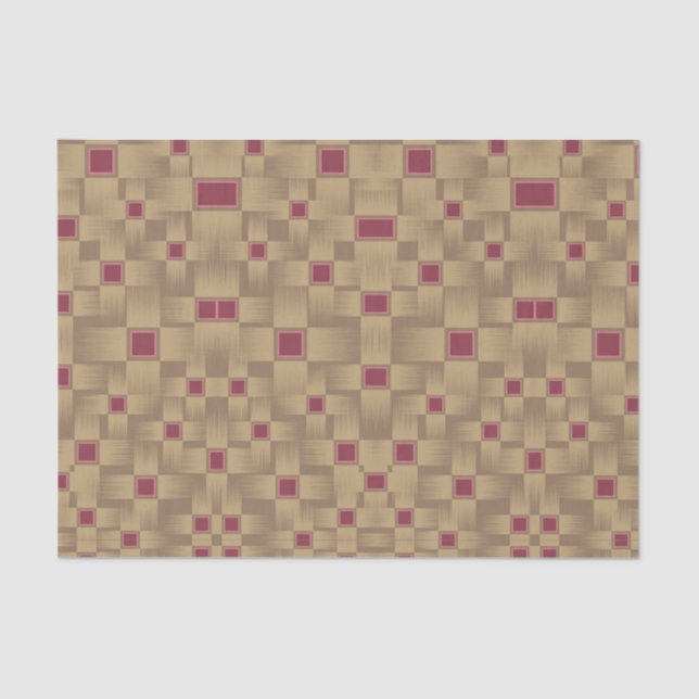 Gold and Burgundy Weave pattern Tissue Paper (Front)