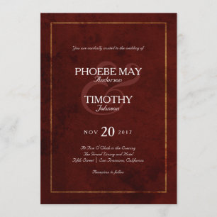 Gold and Burgundy Wedding Invitation