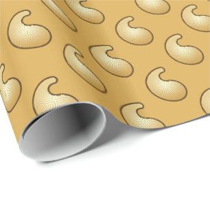 Gold and caramel tan paisley wrapping paper