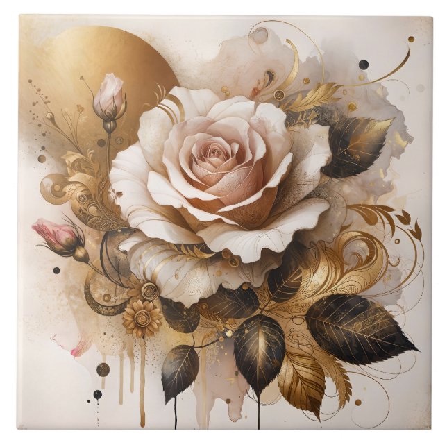 Gold and Cashmere Rose Tile (Front)