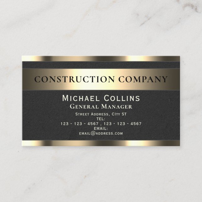 Gold and concrete faux texture  business card (Front)