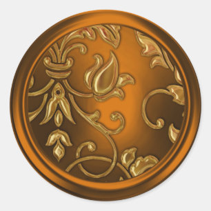 Gold and Copper Damask Envelope Seal