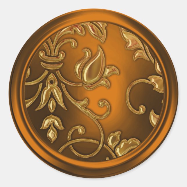 Gold and Copper Damask Envelope Seal (Front)