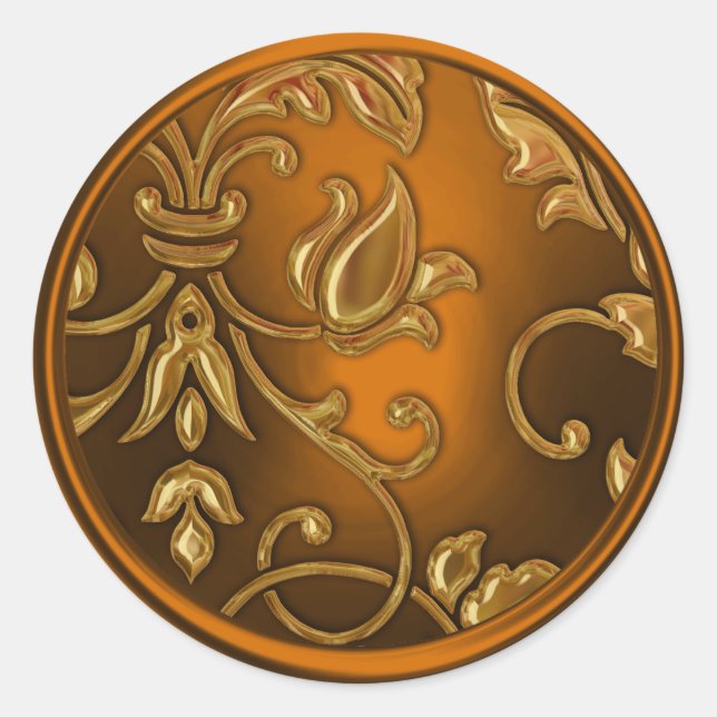 Gold and Copper Damask Envelope Seal (Front)