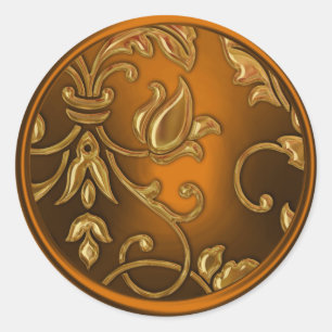 Gold and Copper Damask Envelope Seal