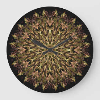 Gold and Copper Kaleidoscope Large Clock