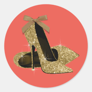 Gold and Coral High Heel Shoe Stickers