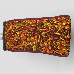 Gold and coral or vivid red texture golf head cover