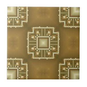 Gold and Cream Geometric Pattern Tile