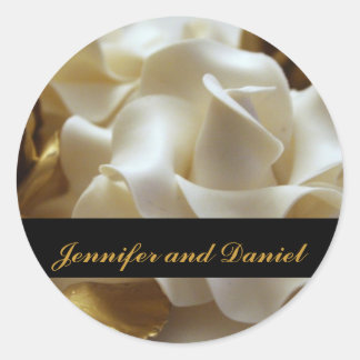 Gold and Cream Wedding Rose Favour Stickers