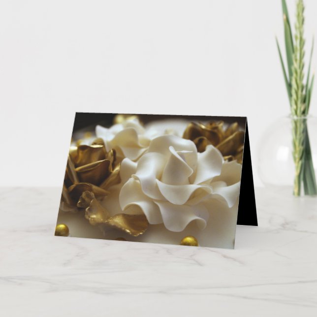 Gold and Cream Wedding Rose Invitation Card (Front)