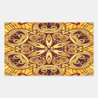 Gold and dark rose festive stained glass sticker