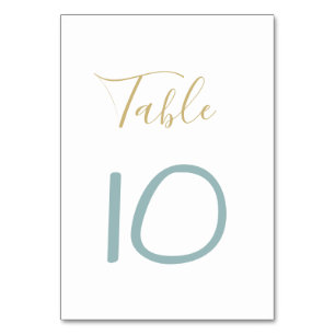 Gold and Dusty blue Wedding Table Number