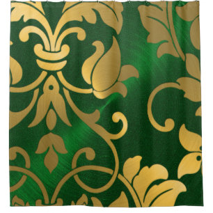 Gold and Emerald Green Damask