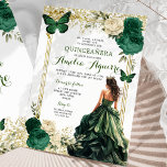 Gold and Emerald Green Royal Princess Quinceañera Invitation<br><div class="desc">Gold and Emerald Green Royal Princess Quinceañera Invitation</div>