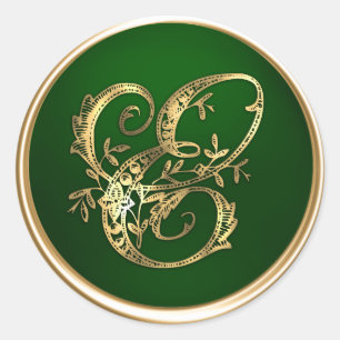 Gold and Emerald Monogram E Envelope Seal