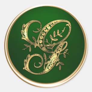 Gold and Emerald Monogram G Envelope Seal