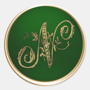Gold and Emerald Monogram N Envelope Seal