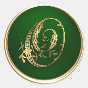 Gold and Emerald Monogram O Envelope Seal