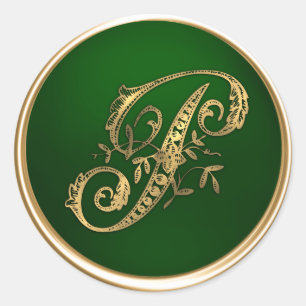 Gold and Emerald Monogram P Envelope Seal