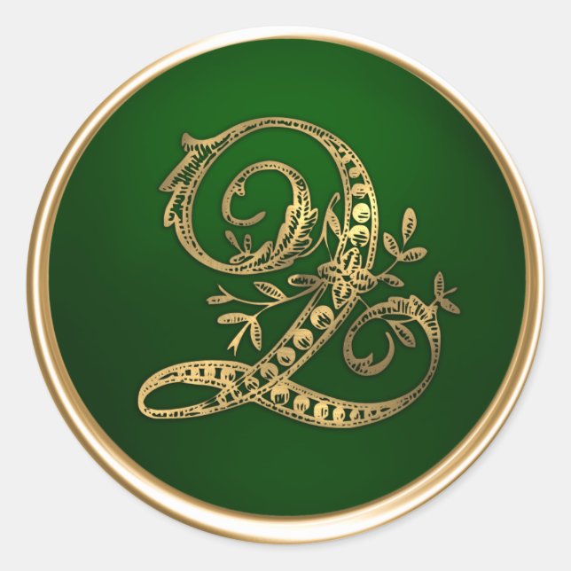 Gold and Emerald Monogram Q Envelope Seal (Front)