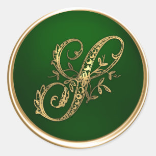 Gold and Emerald Monogram S Envelope Seal