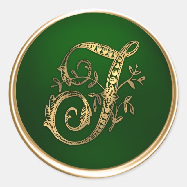 Gold and Emerald Monogram T Envelope Seal (Front)