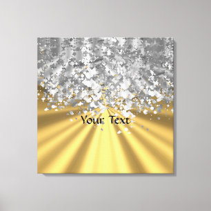 Gold and faux glitter personalized canvas print