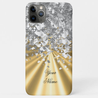 Gold and faux glitter personalized  iPhone 11 pro max case