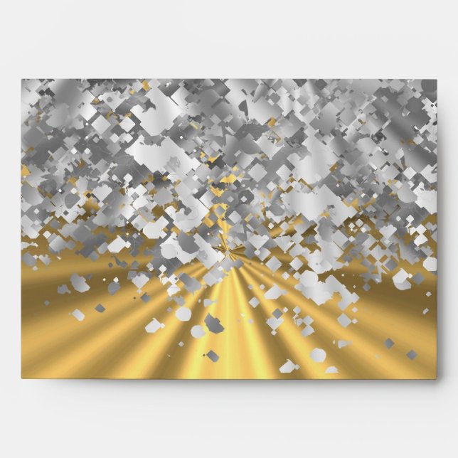 Gold and faux glitter personalized envelope (Front)