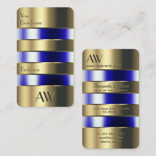 Gold and Glass Can Look Blue Liquids with Initials Business Card