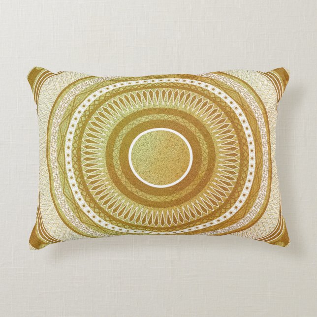 Gold and Glitter Mandala Accent Pillow (Front)