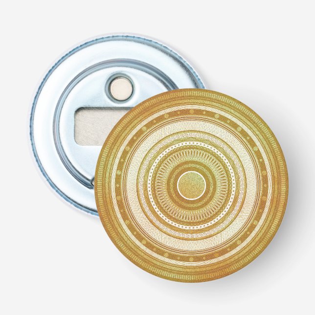 Gold and Glitter Mandala Bottle Opener (Front)