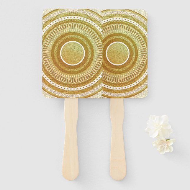 Gold and Glitter Mandala Hand Fan (Front and Back)