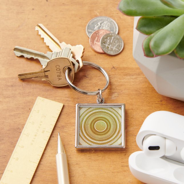 Gold and Glitter Mandala Keychain (Desk)