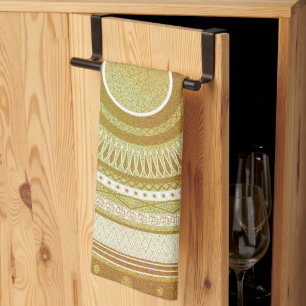 Gold and Glitter Mandala Kitchen Towel