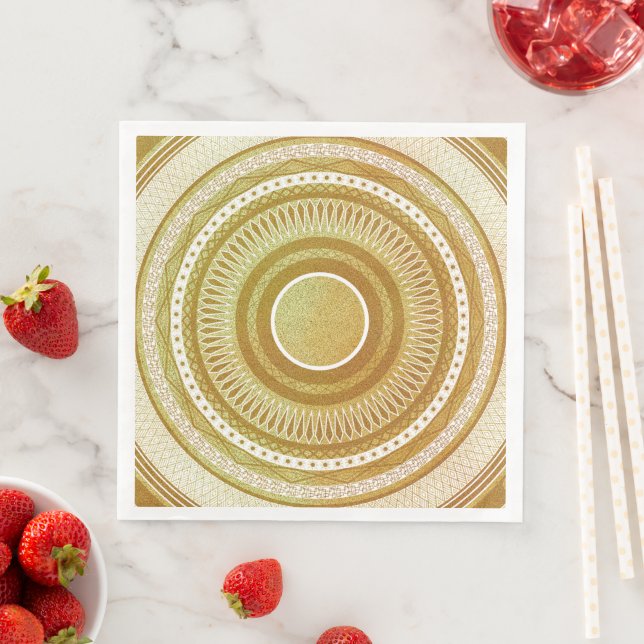 Gold and Glitter Mandala Napkin (Insitu)