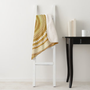 Gold and Glitter Mandala Sherpa Blanket