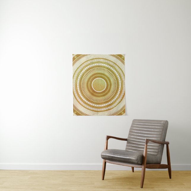 Gold and Glitter Mandala Tapestry (In Situ)