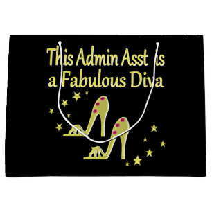 GOLD AND GLITZY ADMIN ASST SHOE LOVER DESIGN LARGE GIFT BAG