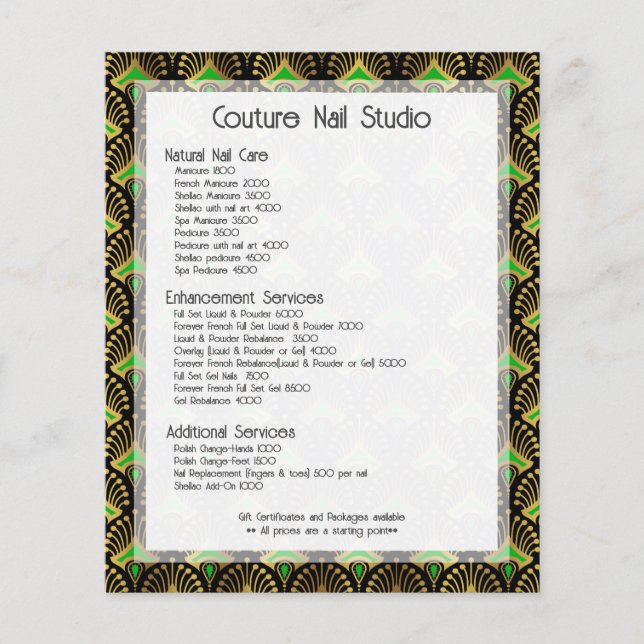 Gold and green Art Deco pattern Flyer (Front)