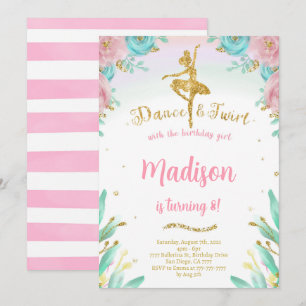 Gold and Green Ballerina Invitation 